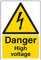vsafety Schilder 68003 au-r Danger High Voltage Achtung Elektrische Zeichen, 1 mm starrer Kunststoff, Portrait, 200 mm x 300 mm, schwarz/gelb