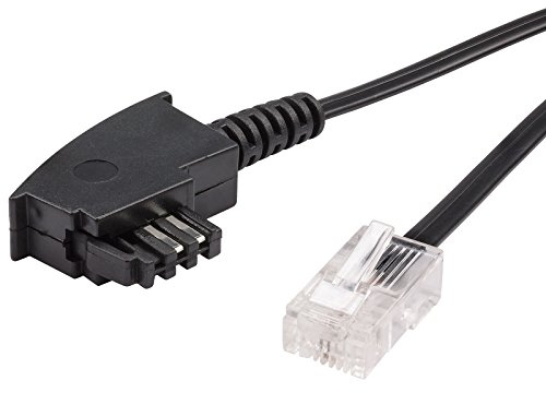ecabo 10057 3m TAE-F Stecker auf RJ45-Stecker Anschlusskabel – Routerkabel – VDSL/DSL – Direktanschluss von DSL-Routern an die Telefondose – Flachkabel für Alle Router und Modems – schwarz