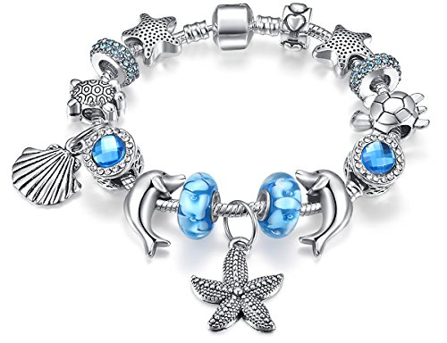 Presentski Bracelet de charme avec la série Ocean Series Cadeau de la fête des mères Couleur bleue