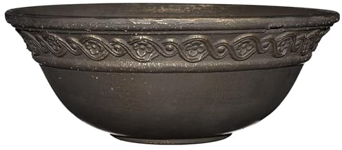 Classic Home and Garden Blumenkasten im korinthischen Stil mit Drainage – flach, dekorativ – UV-beständiger, breiter Pflanzkübel für drinnen und draußen (30,5 cm, ölgeriebenes Bronze)