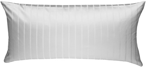 Bettwaesche-mit-Stil Mako Satin Damast Streifen Bettwäsche Garnitur Lima gestreift mit Reißverschluss (Weiß, 40 x 80 Kissenbezug)