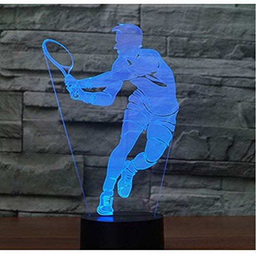HPBN8 Ltd Optical Illusions 3D Tennis Nacht Licht LED Lampen Tolle 7 Farbwechsel Berühren Tabelle Schreibtisch USB-Kabel für Kinder Schlafzimmer Geburtstagsgeschenke Geschenk