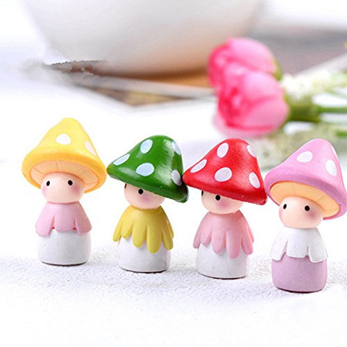 Gemini_mall® Fairy Garden Ornaments, 4pcs Miniature Mushroom Doll Fairy Garden Ornament DIY Dollhouse Garden Decor Home Decoration (4pcs Miniature Mushroom Dolls)