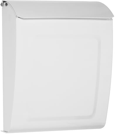 Architectural Mailboxes „Aspen™“, abschließbarer, vertikaler Wandbriefkasten für den Außenbereich, moderner Kleiner Briefkasten aus verzinktem Stahl mit Schloss und Schlüsselkasten, weiß