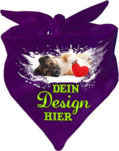 Hunde Dreiecks Halstuch personalisiert mit deinem Wunschmotiv (Fb: dunkellila) (Gr. 1 (55 cm))