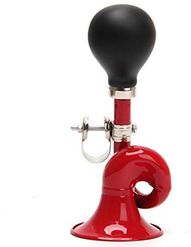 Coolrunner Bugle Horn, Retro Clown Horn, Kids Bike Horn, Classic Vintage Metal Twist Loudspeaker Siren Hooter Snail Air Horn for Vehicles Bicycles Golf Cart (Red)