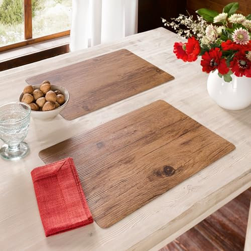 Dekoleidenschaft 2X Platzmatte aus PVC in Holz-Optik, 45x30 cm, abwaschbar, Platzset, Tischset, Platzdeckchen, Tisch-Untersetzer, Gedeckset, Tischunterlage