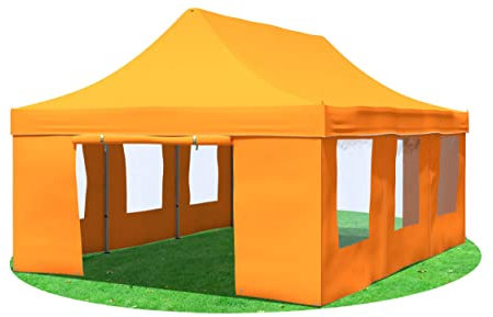 Stabilezelte Faltpavillon 4x6 Meter Professional mit Fensterseiten orange