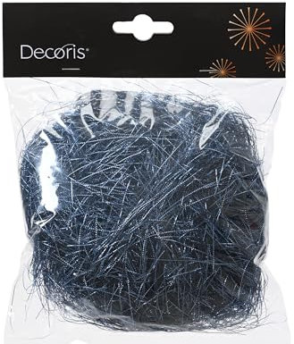 Kaemingk Lametta Engelshaar glatt 20g Kunststoff Feenhaar Nachtblaues Weihnachts-Lametta-Haar - feines Füllmaterial für Verpackungen von Geschenken - Nachtblau