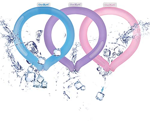 Charmyth Neck Cooler, Neck Cooling Tube Starts Below 15°C (59°F), Cooling Around The Neck for Heat Dissipation Summer Outdoor Set1 (Blue, Purple, Pink)