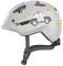 ABUS Kinderhelm Smiley 3.0 - Fahrradhelm mit tiefer Passform, kindergerechten Designs & Platz für einen Zopf - für Mädchen und Jungs - Grau mit Auto-Muster, Größe M