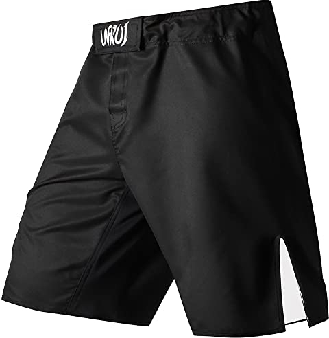 LAFROI Herren MMA Cross-Training Box Shorts Trunks Fight Wear mit Kordelzug und Tasche (Black,SM)