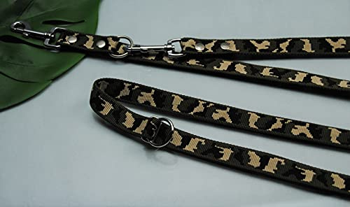 EXTRA-LANG Doppelführleine verstellbar 3m x 25mm Camouflage, tarn (Silber Karabiner) V-Leine Führleine