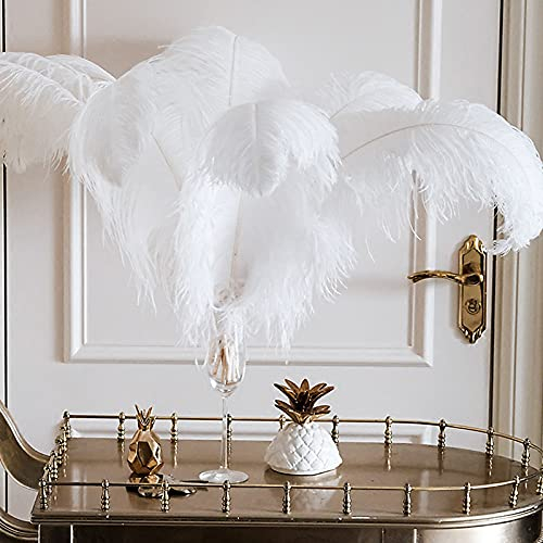 HYLYING Lot de 20 plumes d'autruche blanches de 40 à 45 cm - Plumes d'autruche naturelles pour mariage, fête, décoration d'intérieur, bricolage 61257839-9918-0959477891