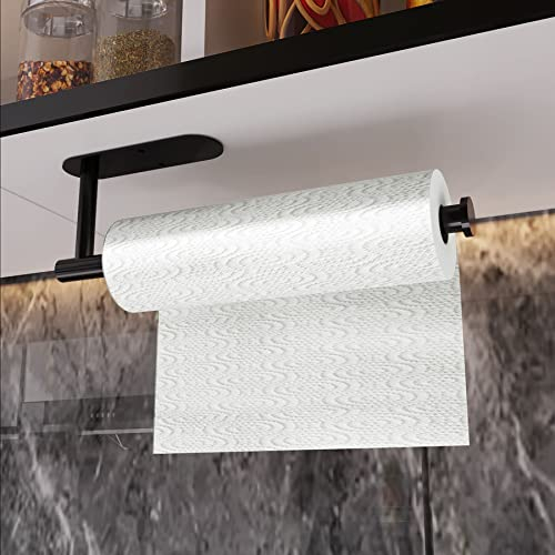 Self Adhesive Kitchen Roll Paper Holder Stainless Steel, by BIIYOOVE, Black