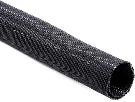 Black Braided Cable Management Sleeves Wire Loom Tubing Cord Protector Self-Wrapping (1/2-20Feet)