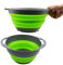 Collapsible TPE/PP Colander & Bowl Set - Foldable Washing Basin - Portable Dish Washing Tub - Space Saving Kitchen Storage Tray (Dark Grey/Green)