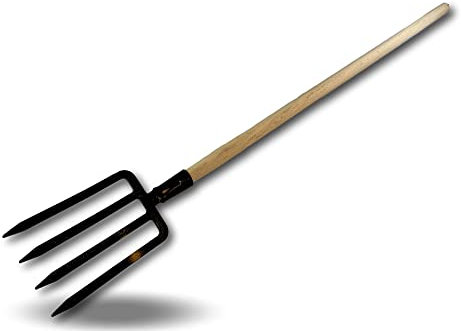 Lot de 3 fourches à bêche 4 dents larges | Manche 120 cm bois fabriqué en France | Tête acier forgé | Retourner ameublir aérer la terre préparer les sols | Jardinage | Kibros FCHLRGMx3