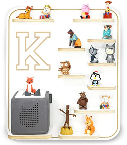 stadtecken Kinder Holz Regal für Musikbox I Buchstabe K I Geeignet für die Toniebox und ca. 36 Tonies I Geschenk I Spielen I Sammeln I zum Aufhängen (Buchstabe K)
