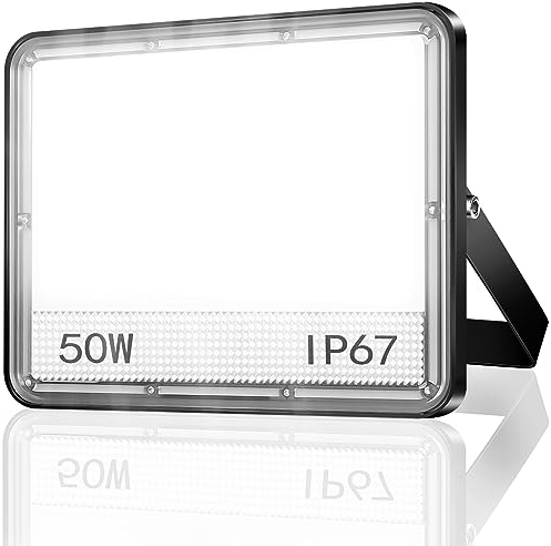 YIQIBRO LED Strahler Außen 50W, 2 in 1 Fluter 5000LM Superhell Aussenstrahler, 7000K Kaltweiß LED Scheinwerfer, IP67 Wasserdicht Außenbeleuchtung für Garten, Garage, Hof, Terrasse