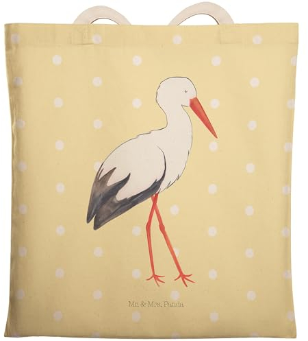 Mr. & Mrs. Panda Shopper Storch - Geschenk, Schwangerschaft, Schwanger, Baby, Störche, Umhängetasche, Beutel, Geburt, Einkaufstasche, Strandtasche, Lustige Sprüche, Mütter, Schultertasche