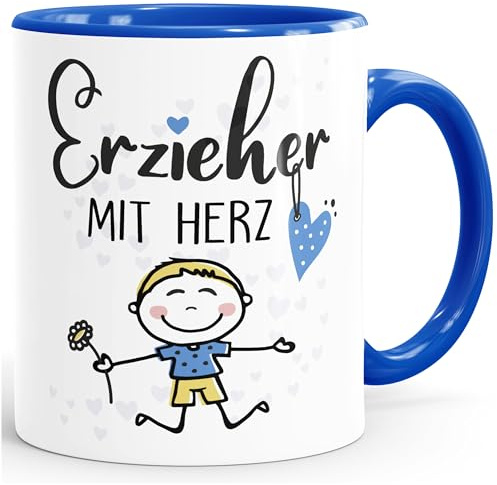 MoonWorks® Kaffee-Tasse Geschenk Abschied Danke Erzieherin Erzieher Abschied Kita Kindergarten Kinder Weiss-innen-royal standard