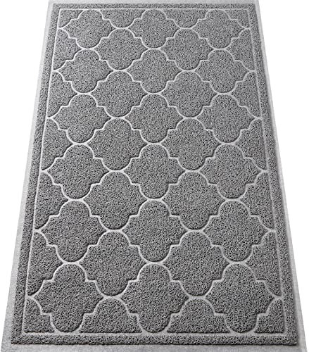 LuxStep Fußmatte, groß, 76.2x43.2 cm, für Innen- und Außenbereich, rutschfest, flaches Design, Bodenmatte, langlebig, fängt Schmutz und Staub, Haustür, stark frequentierte Bereiche, hellgrau