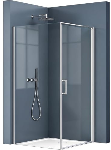 doporro Eck-Duschkabine 75x100x195cm Eckdusche 8mm ESG-Sicherheitsglas | Aluminium in Chrom | Hebe- und Senkmechanismus | Klarglas mit beidseitiger Easy-Clean-Beschichtung | Ravenna36K-Plus