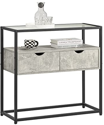 SoBuy FSB54-HG Konsolentisch schmal Flurtisch Sideboard Beistelltisch Sofatisch Dekotisch Hellgrau BHT ca: 81x78x35cm