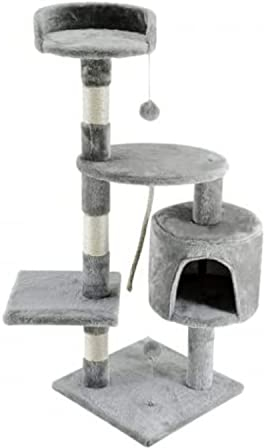 Mobiclinic, Rascador árbol para Gato, Modelo Silvestre, Mediano, Escalar, 3 Alturas, Soporta hasta 10 kg, con Plataformas y refugios, Juguete desestresante, Cuerda de sisal, Gris Claro