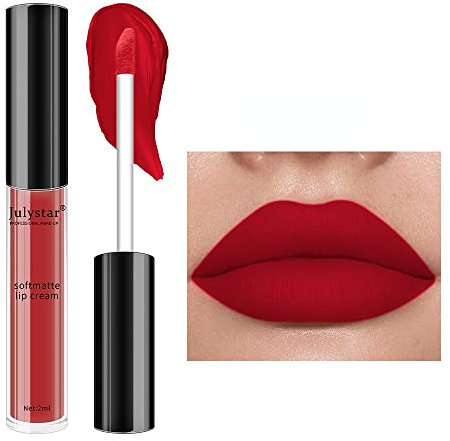INTEROOKIE Weihnachtsfarben-Make-up verblasst nicht, klebt nicht, Glasnebeloberfläche, matte Lippenglasur, Lippenwange, Lippenstift mit doppeltem Verwendungszweck, Lippenfarbe (06#)