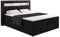 ALTDECOR Boxspringbett mit Matratze und Lattenrost, LED Boxbett, Topper, Polsterbett mit Bettkasten, Bett mit Stauraum H3-Matratze, Doppelbett, Springboxbett - Noel Gold - 180x200 - Schwarz Samt
