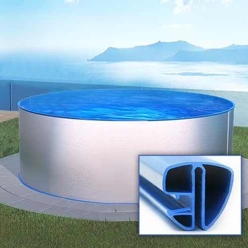 SAXONICA Rundpool Ø 350 x 120 cm I Grund Set I Poolfolie blau 0,8 mm I Spezial Handlauf I 3,5 x 1,2 m