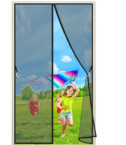 Fliegengitter Magnet Tur Balkontür, 135x255 cm Lamellenvorhang Magnetvorhang, Insektenschutz Fliegenvorhang Magnetisch Türe, Insektenschutz Vorhang tür, Anthrazit P