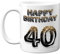 40th Birthday Gift for Men - Black Gold Glitter Balloons - Happy Birthday Mug Present for 40 Year Old Dad Brother Colleague Uncle Friend, 11oz Ceramic Dishwasher Safe Coffee Mugs Cup
