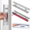 shuokang 2 Stück Selbstklebende Möbelgriffe, Aluminium Schrankgriffe, Schubladengriffe, Türgriffe, Ohne Bohren Griff für Kleiderschrank, Küche, Schiebetür, Balkontür (148mm, Silber