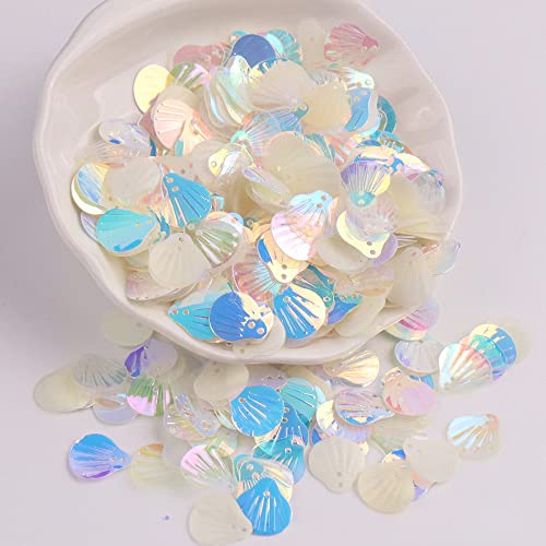 360 Stück Shell Pailletten,Shell Form Pailletten basteln Lose Pailletten Cup Schillernde Spangles Handgemachte DIY Kreative Farbe Perlen Pailletten für Handwerk Hochzeitsdekoration 13mm,Beige