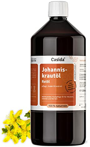 Casida® Olio di erba di San Giovanni (Olio Rosso) - Olio di Iperico - Olio rosso riscaldante e lenitivo per massaggi e frizioni - 1000 ml (1000 ml)