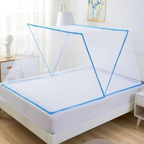 Zanzariera Da Letto Richiudibile Letto Matrimoniale Anti Zanzare Insetti Campeggio mare Taglia L (Azzurro)