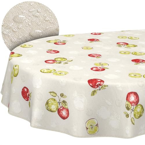 Tischdecke aus Stoff Textil abwaschbar Tischwäsche Tischtuch Baumwolle Polyester Apple Oval 200x140cm In-/Outdoor Tischdecke