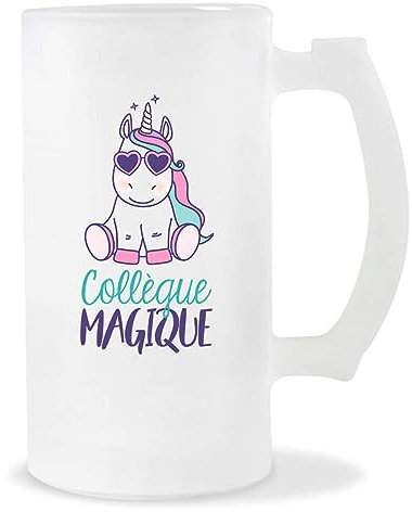 Chope de bière Collègue Magique Licorne | Verre à Bière Pinte Idée cadeau Original