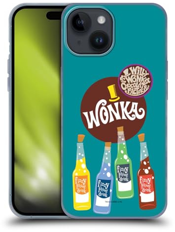 Head Case Designs Offizielle Willy Wonka and The Chocolate Factory Fizziger Liftiger Drink Grafiken Soft Gel Handyhülle Hülle kompatibel mit Apple iPhone 15