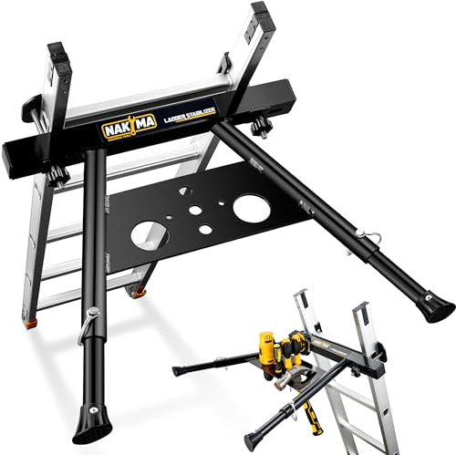 Nakyma Ladder Stabilizer, Ladder Stabilizer for Roof, Wall Ladder Standoff Aviation Grade Aluminium, Adjustable Leg 22-29.5 Ladder Stabilizer withstands 300 LBS Weight Rating