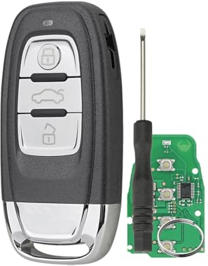 3-Tasten Autoschlüssel für Audi Fernbedienung für Audi A4l A3 A4 A5 A6 A8 Quattro Q5 Q7 A6 A8 A4 A5 semi-intelligenter Schlüssel 868MHZ mit PCF7945AC/ID46 Chip mit Schraubendreher Schlüsselring