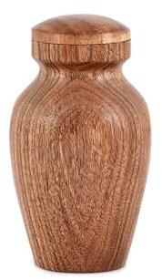 Indus Lifespace Dekorative Urne aus Akazienholz, Braun, Marmor, Urne für menschliche Asche, 7 x 6,98 x 12,7 cm