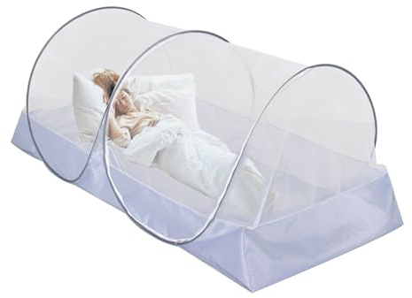 CMINGJ Foldable Mosquito Net Tent Portable Mosquito Net Pop-Up Travel Mosquito Net for Bed Free Installation-Suitable for Baby Adults Bedroom, Camping, nap, Patio with Side Zipper Large (White net)