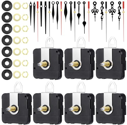 RAINPOP 7er-Pack Quarz-Uhrwerk Lautlos, Uhrwerk für Wanduhr mit 7 Paar Uhrzeigern Batteriebetrieben, Wanduhr Mechanismus, Quarz Uhrwerk Ersatz, Quarz Uhr Uhrwerk Zeiger Reperatur Teile für Funkuhr