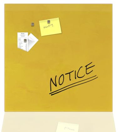 Floordirekt Präsentationsboard - Whiteboard - Magnettafel - Magnetboard lackiert oder Glas - magnetisch & beschreibbar - Schreibtafel Magnetwand Wandtafel (Glasboard Gelb 48 x 48 cm)