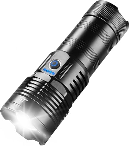 Skylla Taschenlampe led usb Aufladbar 5000 Lumen Extrem Hell Taschenlampen IPX6 Wasserdicht 5 Lichtmodi für Camping Wandern Notfälle (Mit großer Kapazität 6000mAh Akku)
