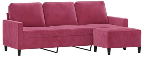 vidaXL Canapé à 3 Places et Repose-Pieds Rouge Bordeaux 180 cm Velours, canapé, canapé avec Repose-Pieds, canapé Trois Places, canapé 3 Places